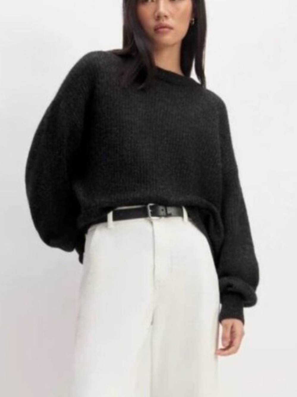 Everlane Black The Cocoon Crew Alpaca Blend Pullover Sweater Medium 57213